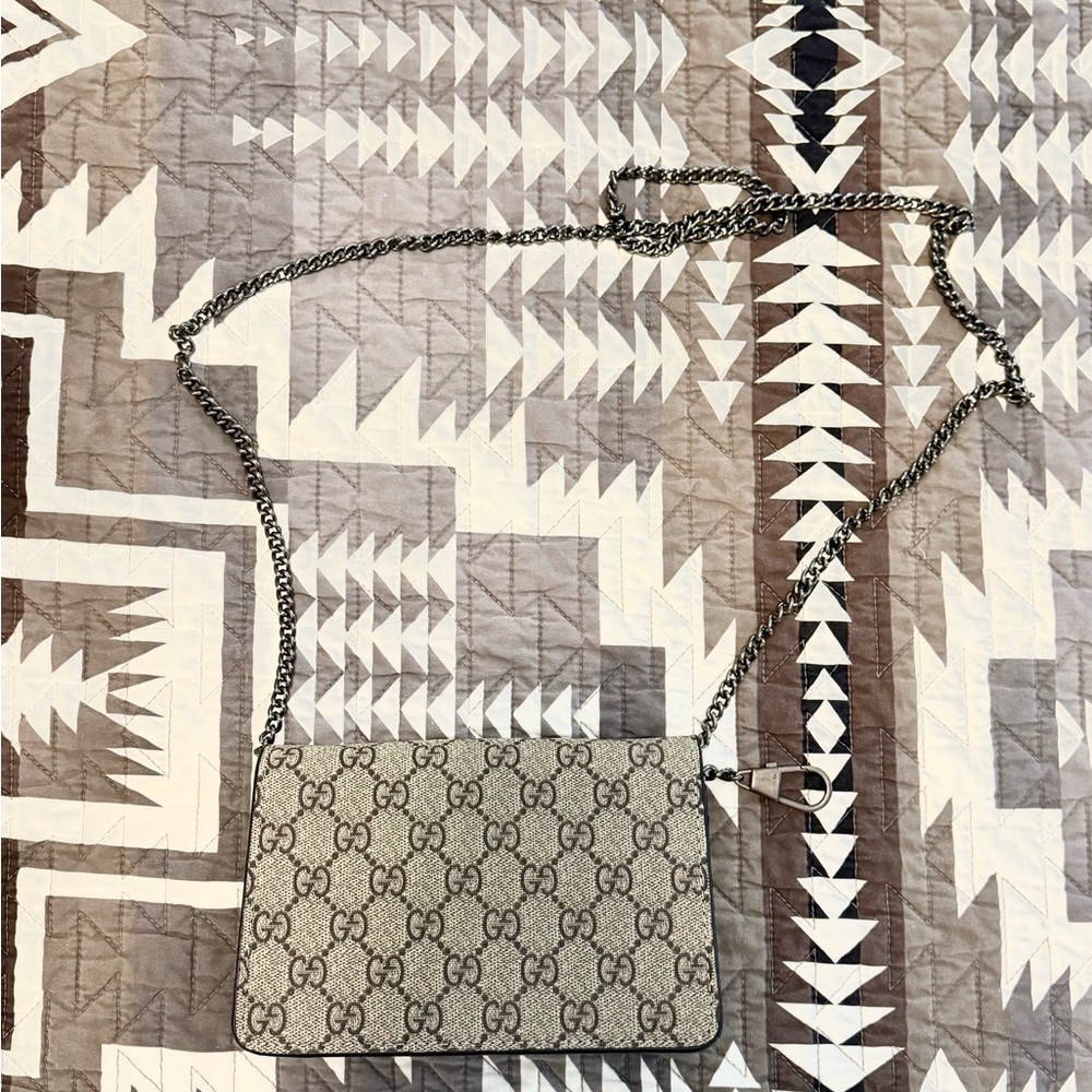 Cream and Black Crossbody Bag with Monogram - Picture 2 of 3
